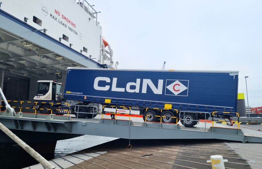 Loading a new CLdN trailer on our LNG vessel MV Seraphine